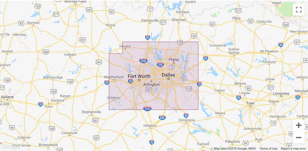 Lyft Dallas Area Coverage map