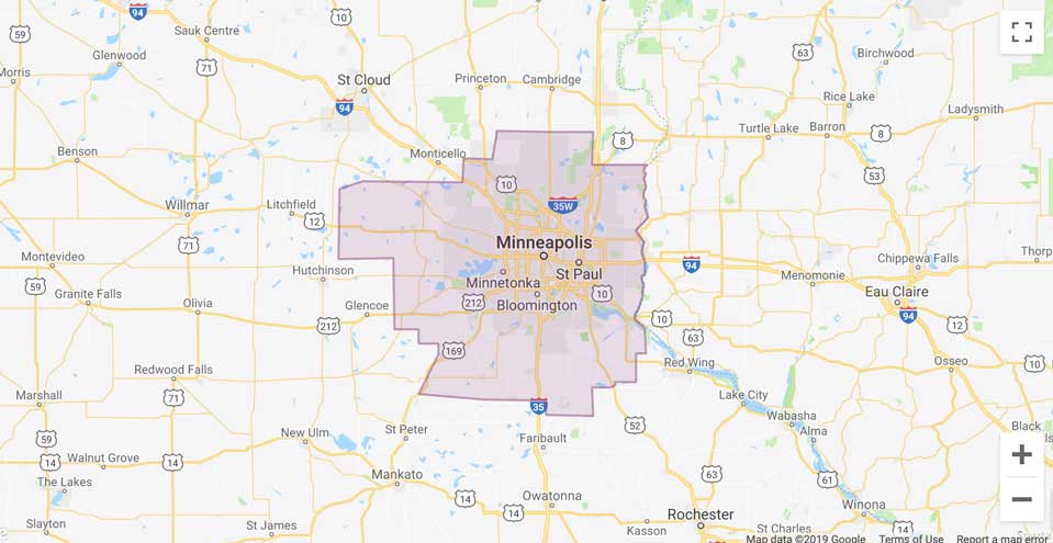 Lyft Minneapolis Area Coverage map