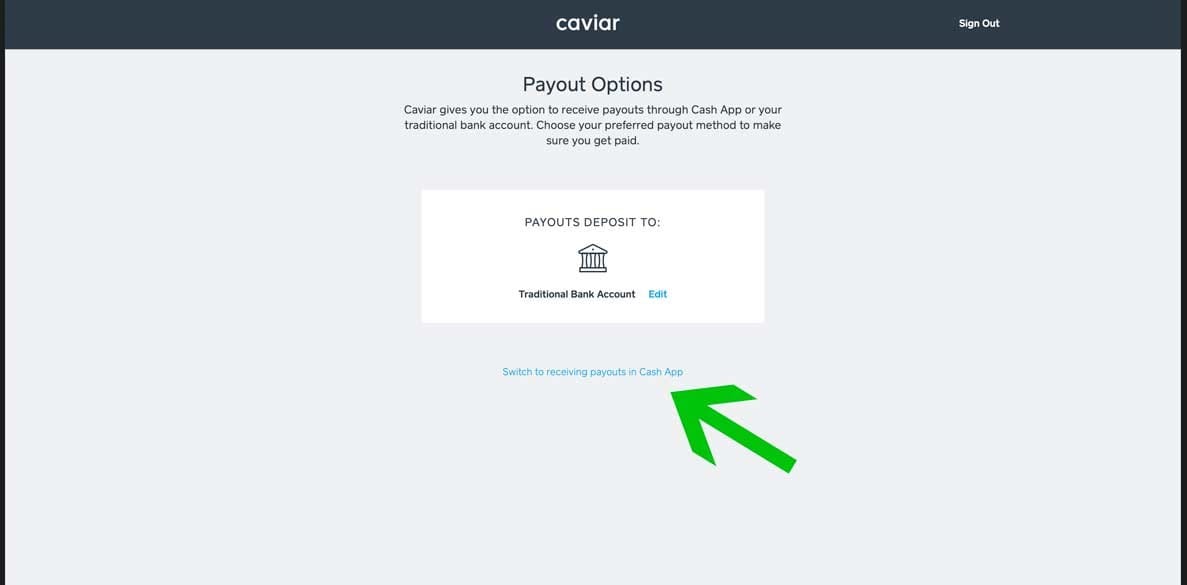 caviar payout options