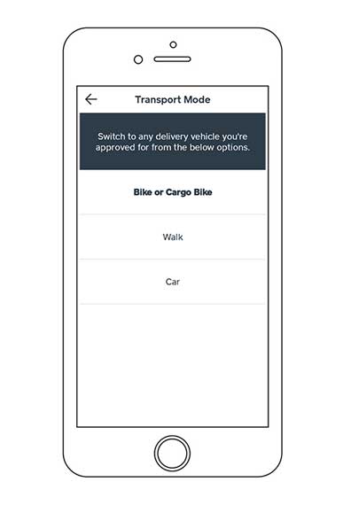 how to switch vehicle option caviar courier app
