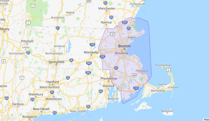 Lyft Boston Area Coverage map