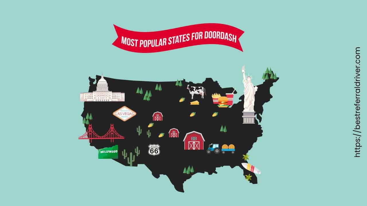 most popular states for Doordash