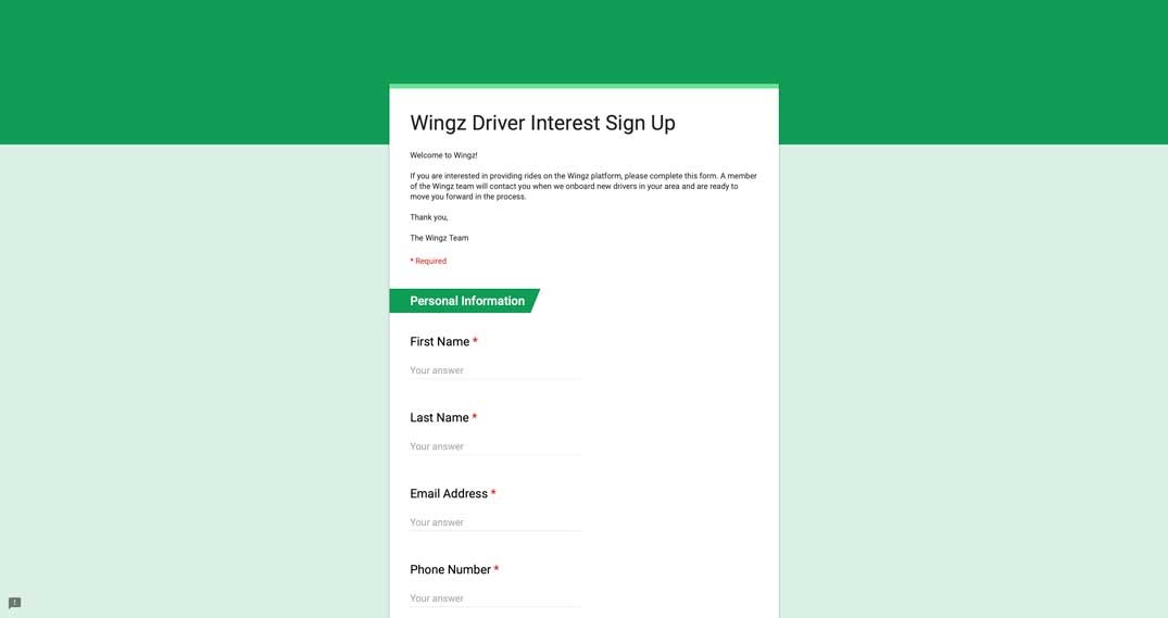 sign up for wingz step 1