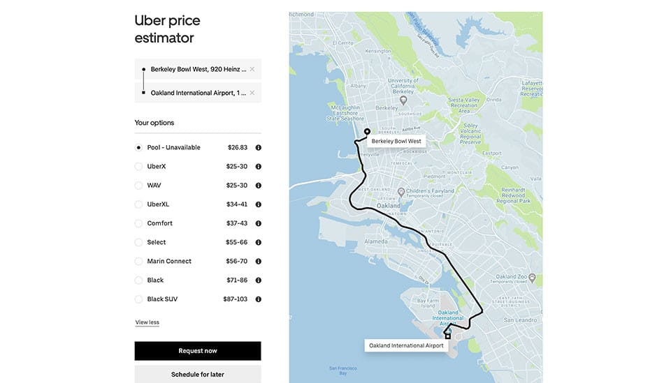 uber price estimate