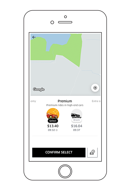Uber Vehicle Soluctions Select and Black