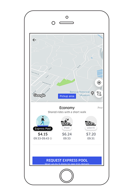 uber vehicle solutions Express Pool, Pool and Uber X